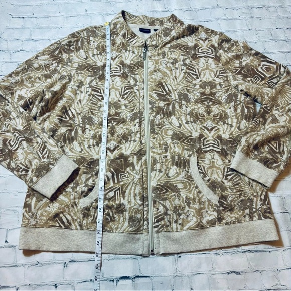 Westbound Womens XL Boho Neutral Print Zip Up Lightweight Jacket Pockets - Picture 8 of 11